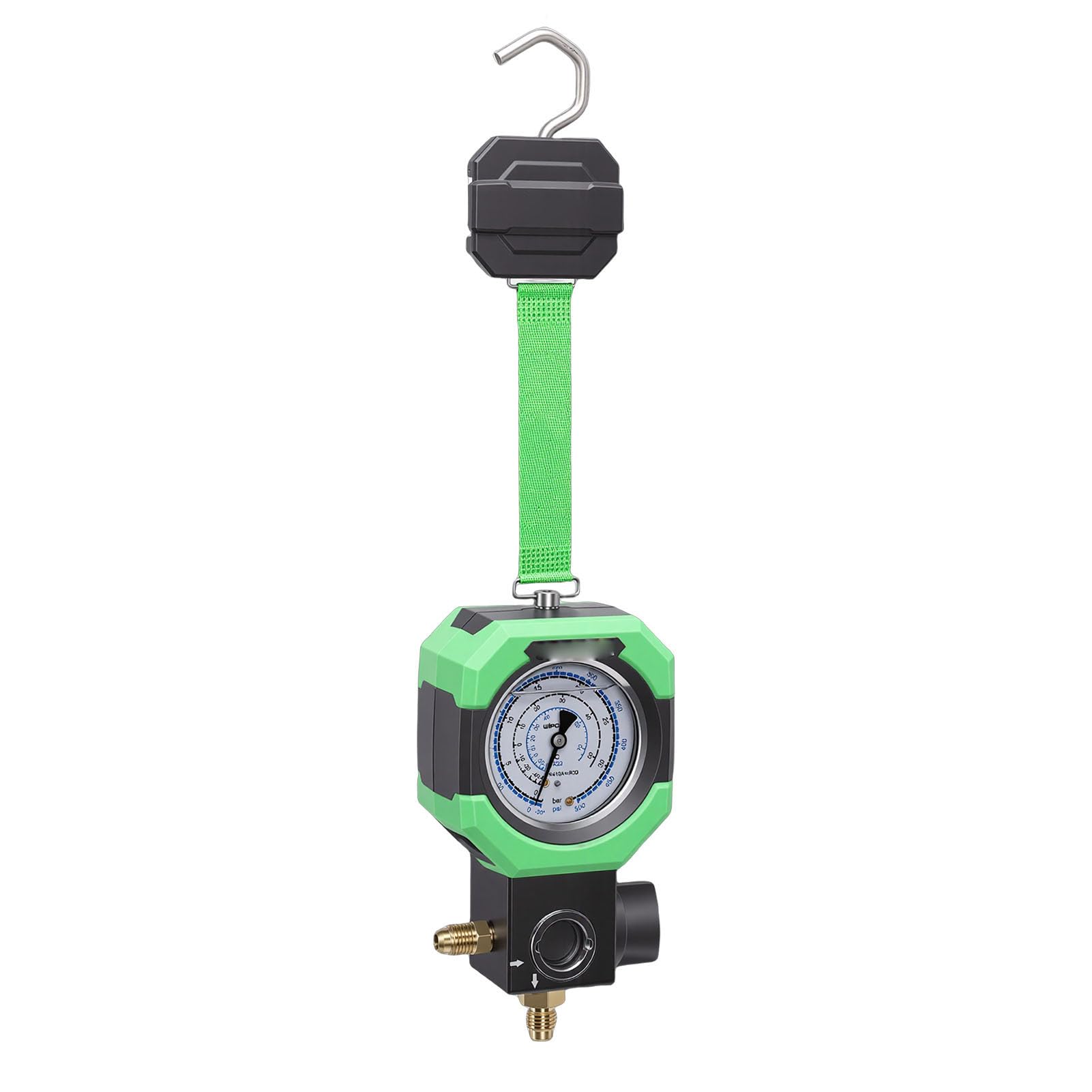 SEAFRONT HVAC Manometer Kältemitteldruckmesser 0-500 Psi for R410 R22 R32 | Metall-/Kunststoffgehäuse, , 1500 MAh , LED-Licht, 90° Aufhängebügel