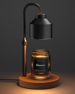 Electric Candle Warmer Lamp Black, Candle Lamp Warmer with Timer, Wax Warmer Lamp for Jar Candles, Adjustable Height Candle Light Warmer with 2 Bulbs