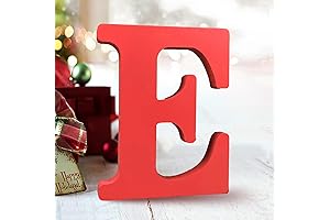 AOCEAN Unfinished Wood Letter E - 6 Inch Red Decorative Standing Letters