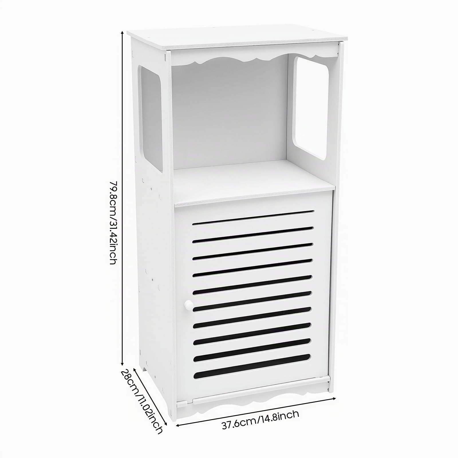 SHZICMY Armario de Baño Estrecho PVC Blanco con Puerta 37,6 x 28 x 79,8 cm