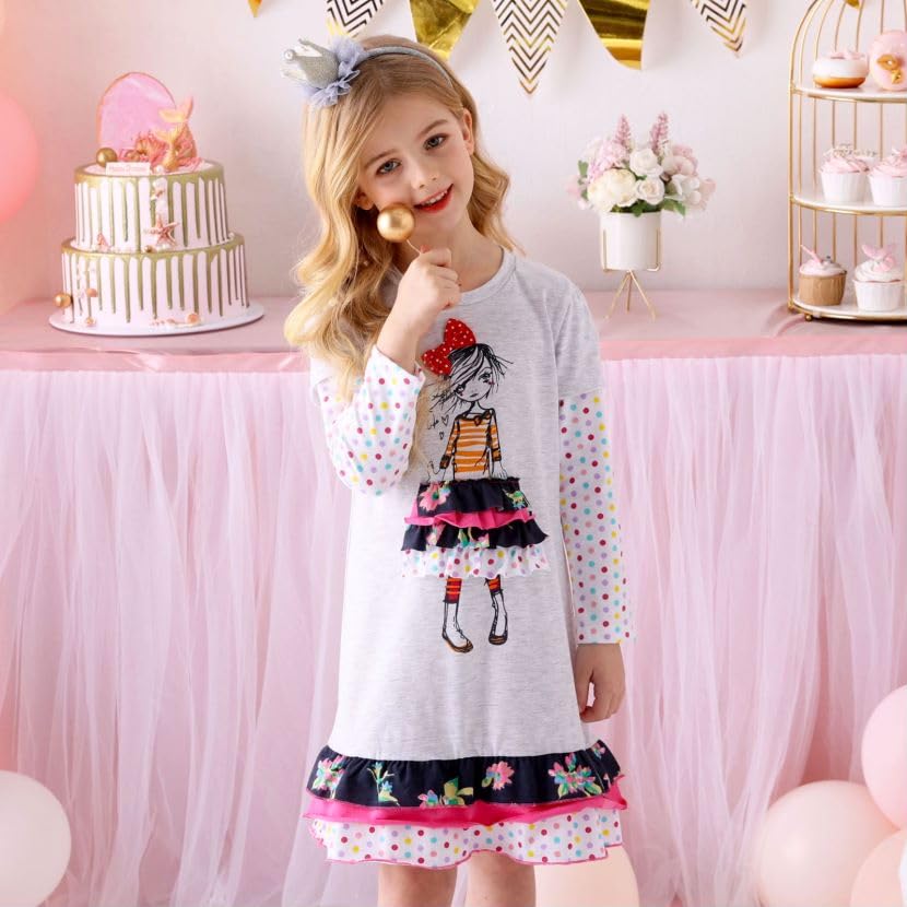 Image of VIKITA 2017 Girls Embroidery Cotton Long Sleeve Flower Dresses LH5460 for 1-8 Years ?-
