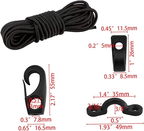 Miniatura 3 de Toddmomy Juego de 3 juegos de cuerdas elásticas para kayak, cuerdas elásticas con extremos de cuerda elástica, accesorios de cubierta, accesorios
