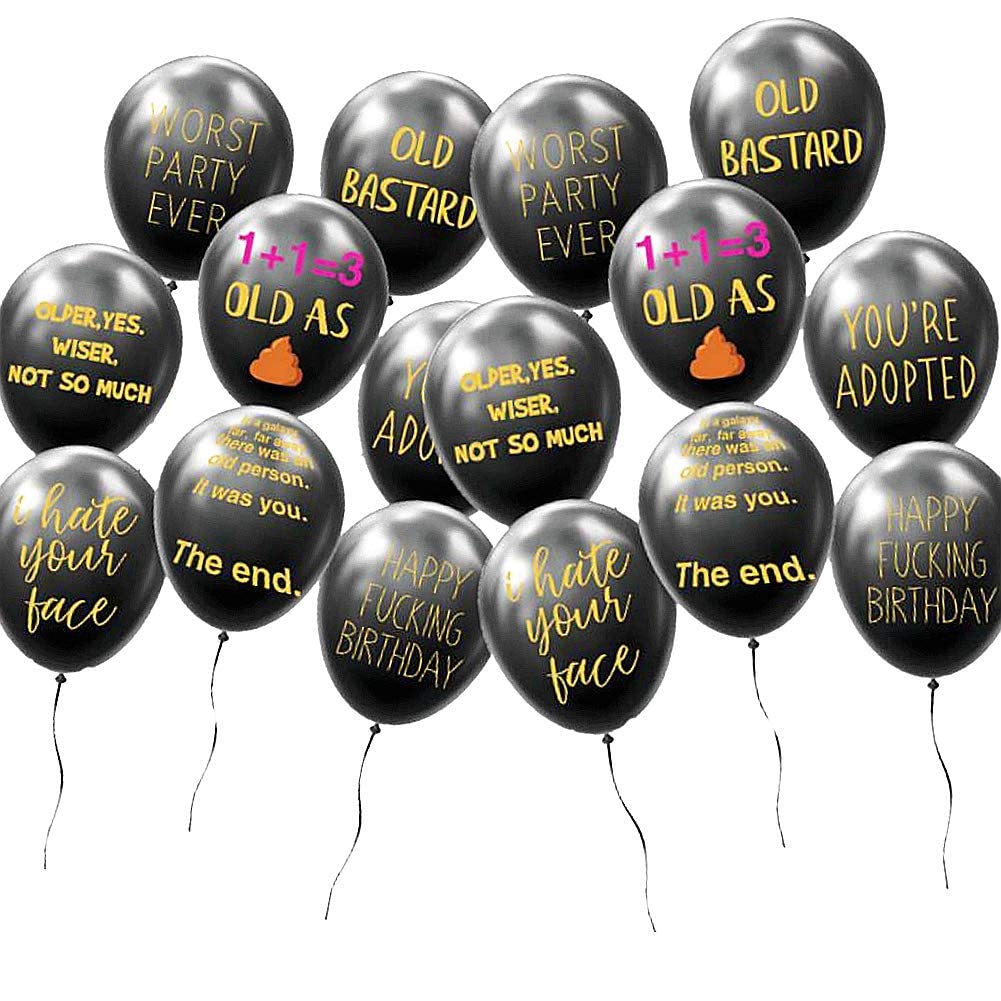 16PCS(8 slogans) Adult Cynical Abusive Birthday Balloons Funny Rude Hilarious Lettered Latex Balloons Offensive Prank Birthday Party Decorations