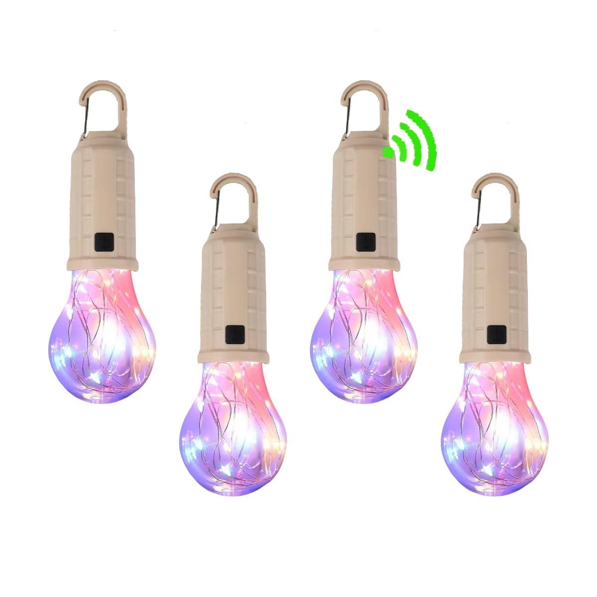 Photo 1 of [4 Pack Colorful ] Solar Camping Lights RGB LED Bulb Portable Lanterns USB Rechargeable Hanging Tent Lights for Camping, Backyard Parties, Power Outages, and Decoration Gift