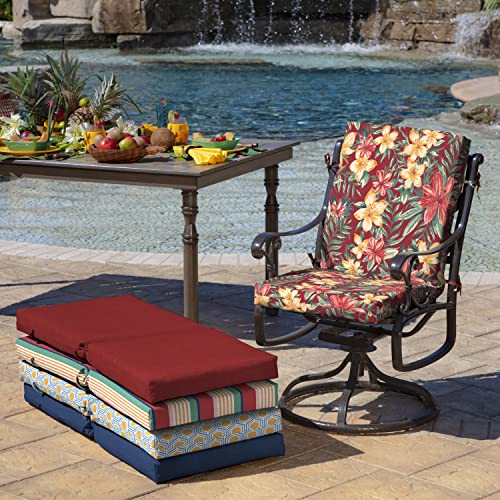 Image of Arden Outdoor Dining Chair Cushion, 20x44, Ruby Clarissa | Rain-Proof Seat Pad, Fade-Resistant, Mold and Mildew Resistant