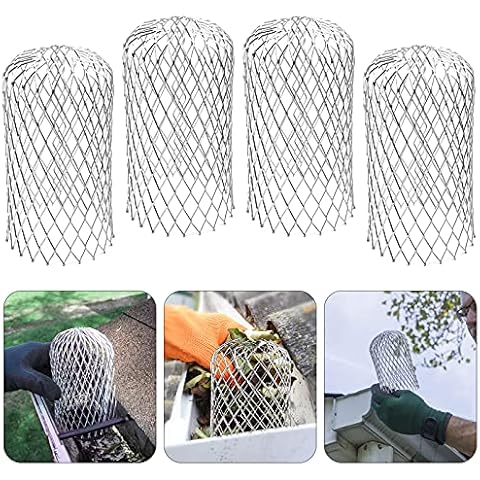 4 Pack Aluminum Gutter Guards Expandable Filter Strainer Metal Gutter Guards Leaf Strainer Gutter Sieve Down Pipe Covers Protection Easy Install Moss, Muck, Mud & Debris Guard, from 2 to 4 inches Cover