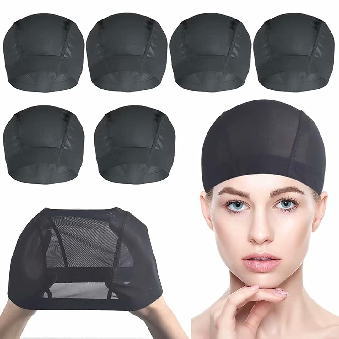 Smilco Mesh Wig Cap 6 Pack Stretchable Mesh Dome Caps for Wigs(Black)