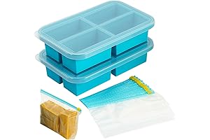 1-Cup Soup Cubes Freezer Tray with Lid, Large Silicone Soup Freezer Molds...
