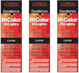 L'Oreal HiColor HiLights COPPER Permanent Hair Color Tint HC-05104 (3 Pack)