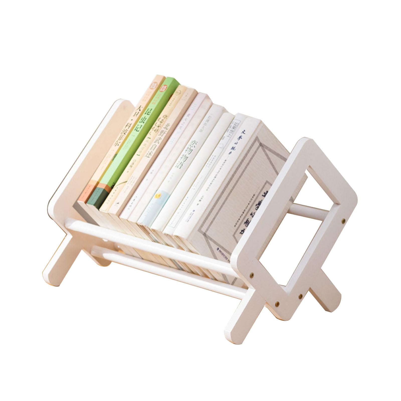 Bamboo Tilting Bookcase, Desktop Book Shelf Organizer Bookshelves Storage Rack for CDs/Magazine/Books Display Desktop Bookshelf for Books and Magazines