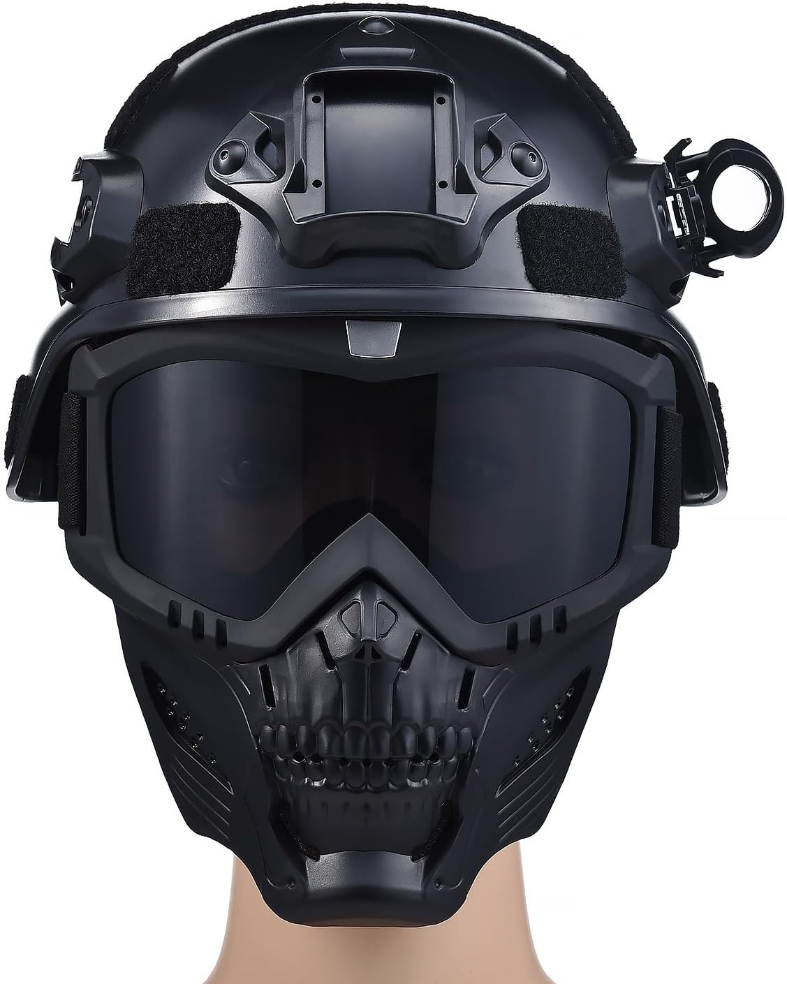 Airsoft Helmet and Mask, Military Tactical Helmet and Full Face Mask Set - Paintball Helmet with NVG Mount and Side Rail for Protective Gear