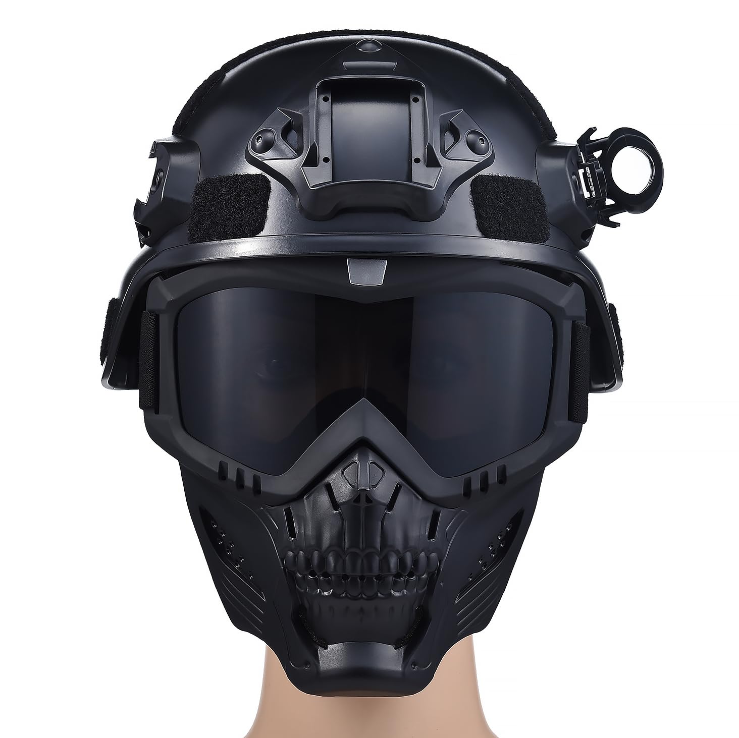 Airsoft Helmet and Mask,Military Tactical Airsoft Helmet and Full Face Fox Mask Set - Black Paintball Gear with Detachable Goggles, NVG Mount, and Side Rails