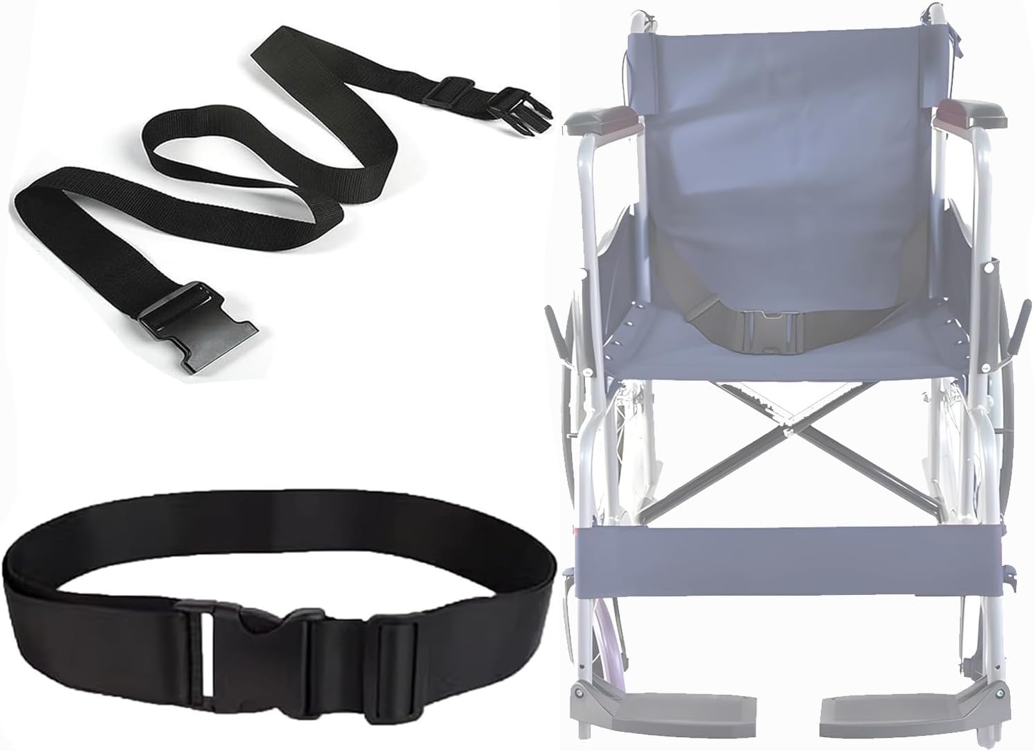 Wheelchair Safety Strap Seat Belt, 31-86"Adjustable Length/ 2" Wide - Black Anti-Slip and Anti-Fall Wheelchair Fixation Belt, Extra Long Size-Suitable for Obese People