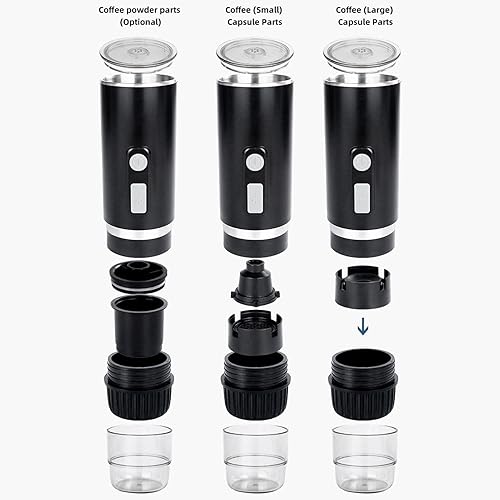 Miniatura 5 de ZJchao Cafetera portátil, 2 en 1, máquina de café universal totalmente automática, cafetera de café con cable de carga tipo C para oficina, camping,