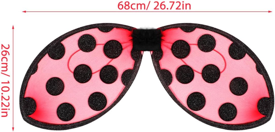 Foldable Ladybug Wings for Kids Mesh Cosplay Wing Prop Lightweight Child Safe Performance Costume Accessory for Halloween Parties and Stage Shows - Image 2