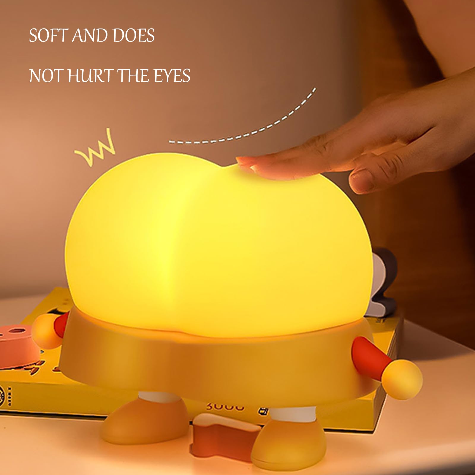 Luce Notturna A Forma Di Zucca Hwylizg | LED Ricaricabile USB, Silicone Morbido Pizzicabile, 3 Livelli Di Luminosità, Timer 30 Min | Lampada Da Comodino Per Halloween E Decorazione - 5