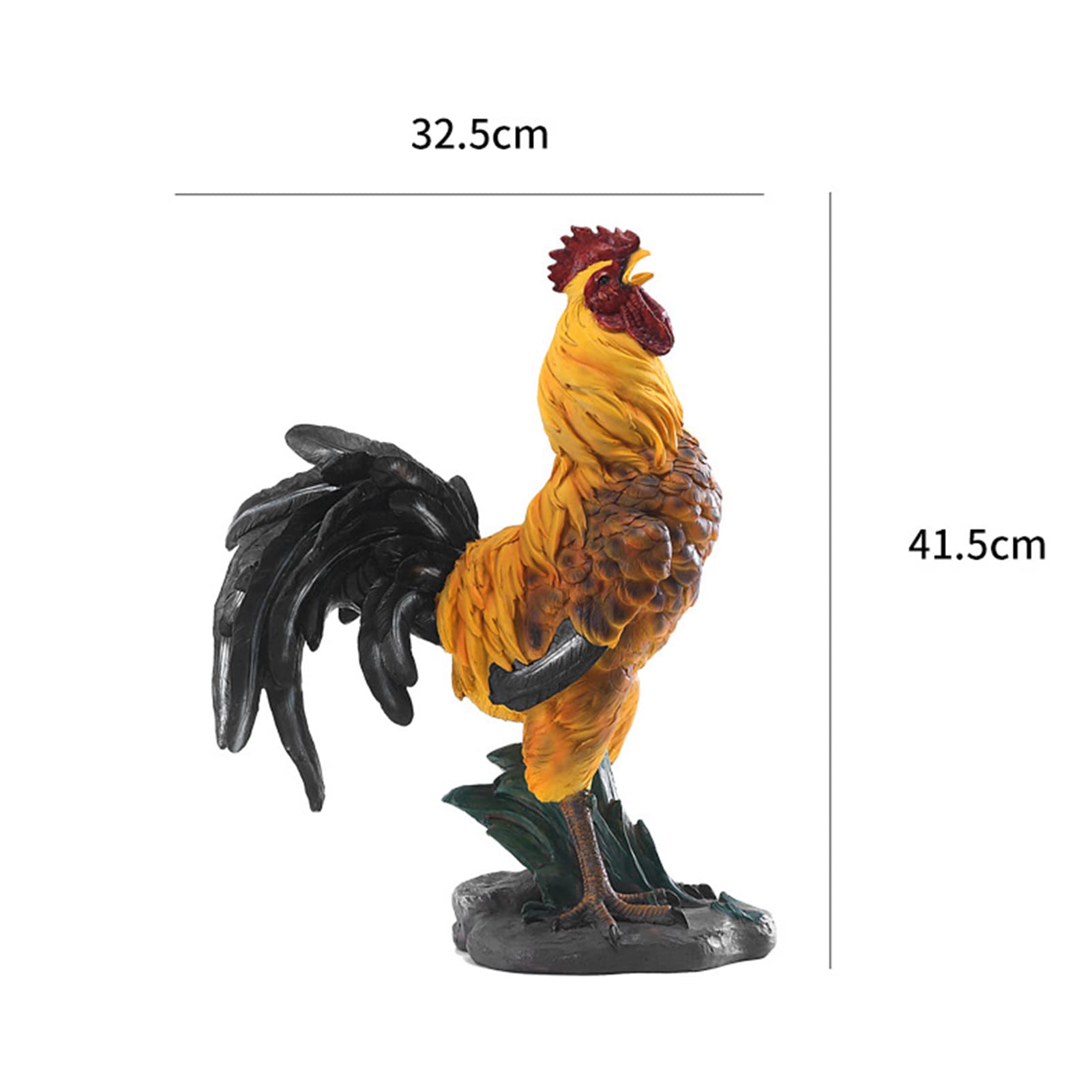 Garten Hahn Henne Figur Simulierter Huhn Kunstharz Handwerk Sammler Tierfiguren Deko für Draußen Garten Miniaturen Skulpturen & Statuen Schmuckstück,Rooster