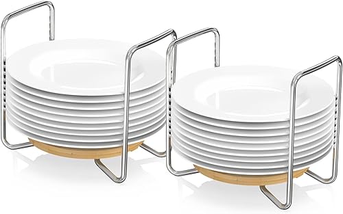 Wisuce Escurreplatos para Organizador de Encimera de Cocina - Soporte de Platos de Bambú de Tamaño Ajustable  Mango Portátil de Acero Inoxidable 304
