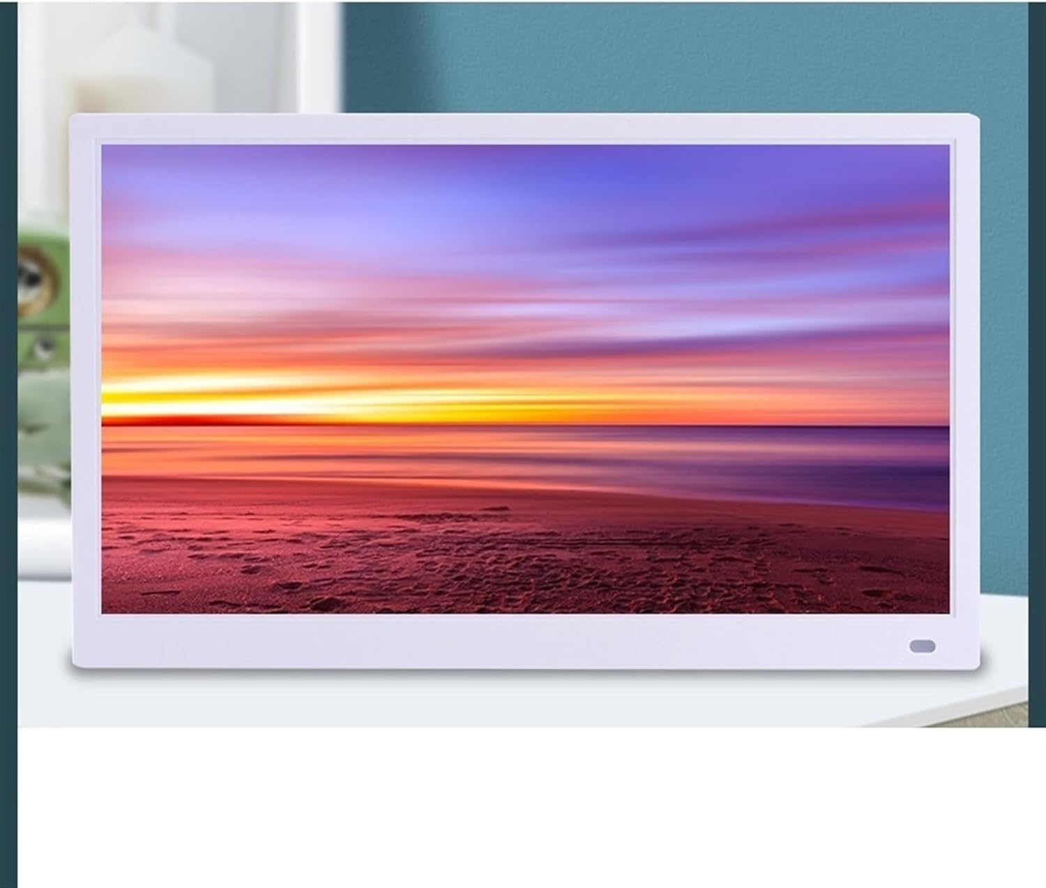 Grand cadre photo numérique de 21", écran IPS Full HD de 1920 x 1080, compatible avec carte SD de 32 Go et disque U, lecture vidéo 1080p, fa (blanc)