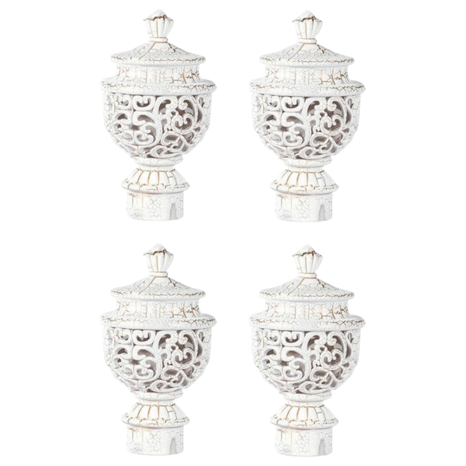 ESSMOKO Curtain Pole Ends Finials 25mm 28mm ABS material 4PCS hollow Roman rod decorative head classical style white 28mm