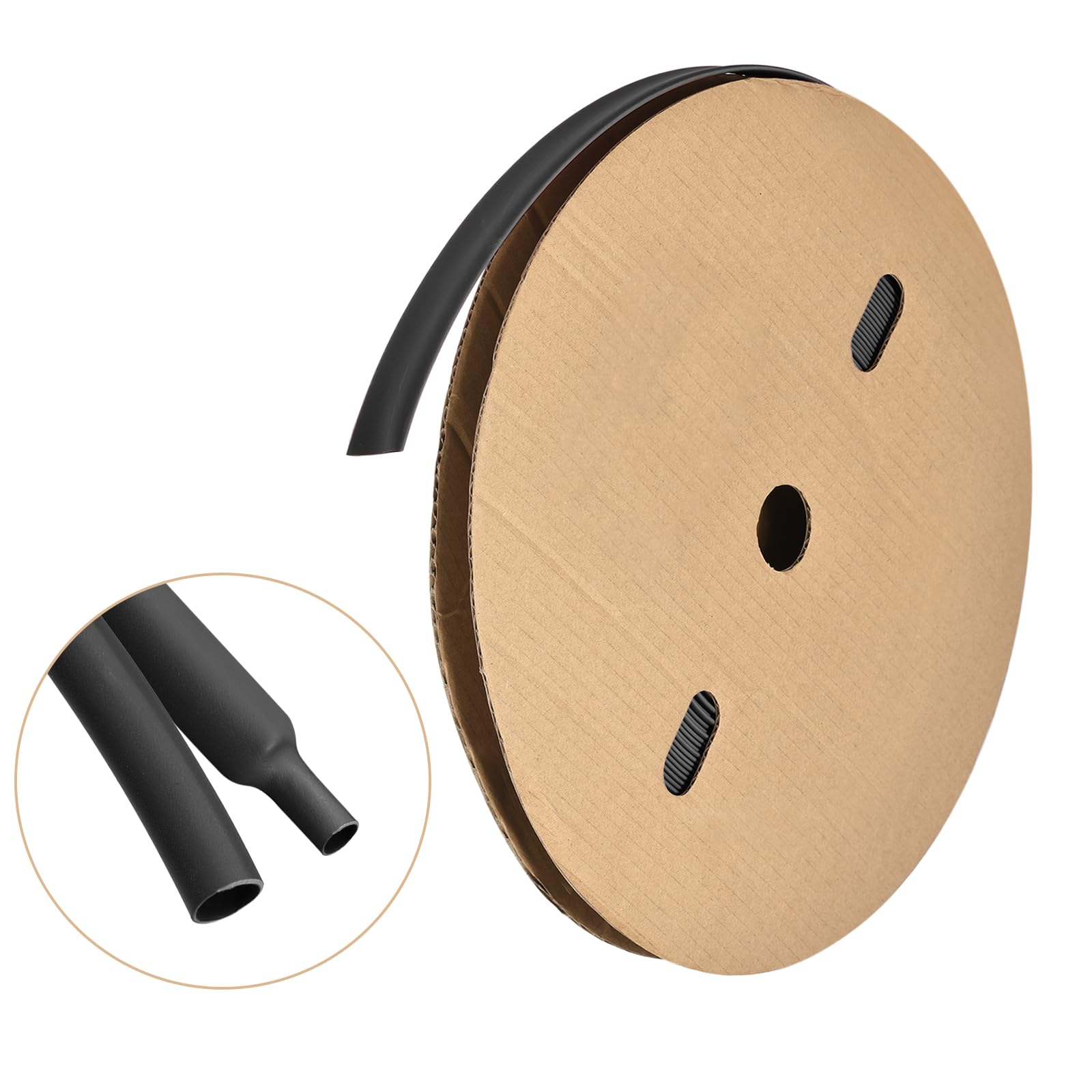 MECCANIXITY Guaina termorestringente, rapporto 3:1, diametro 5/8 pollici, 15,2 m, rivestimento adesivo, doppia parete, termorestringente, impermeabile, sigillato, nero