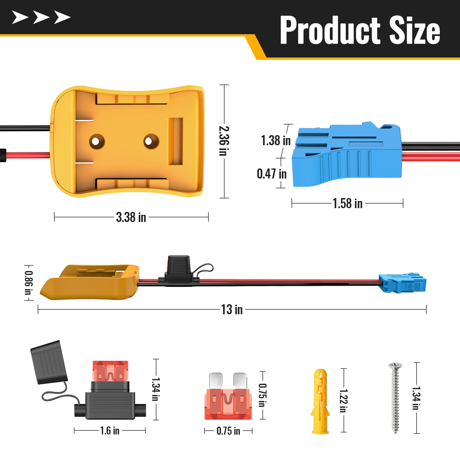 Kzreect Adaptador de batería compatible con batería Dewalt de 20 V, kit de conversión con portafusibles y conector de arnés de cables compatible con juguete Peg-Perego Kids Ride-on