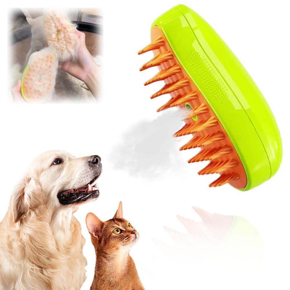 Cat Steam Brush, 3 In1 Steamy Cat Brush Self Cleaning Ste-am Cat Brush Rechargeable Cat Grooming Brush Cat and Dog Hair Cleaner Brush Electric Pet Brush For Grooming Removing Tangled