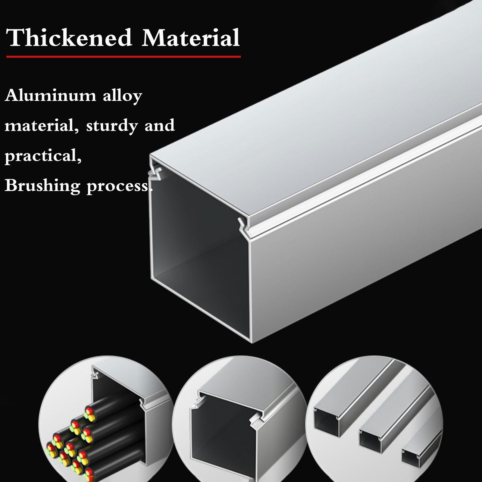 Lot de 2-1 m de long en alliage d'aluminium argenté - Plusieurs tailles (50 x 25 mm) - Idéal pour ranger les câbles à la maison et au bureau