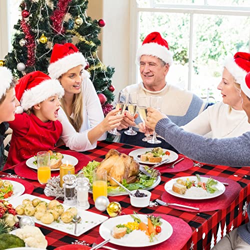 Irenare 3 Pcs Christmas Tablecloth Red and Black Buffalo Plaid Table Cover Merry Christmas Plastic Disposable Snowflake Elk Gingham Table Cloth for Xmas Winter Holiday Party Supplies,54 x 108 Inch – Image 7
