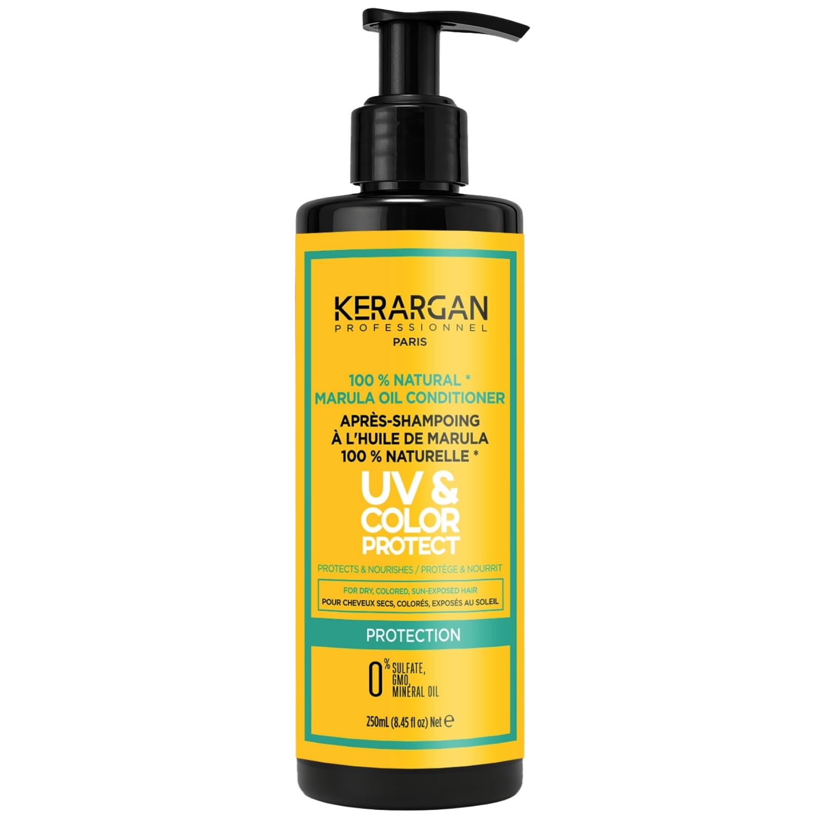 Kerargan UV & Colour Protection Conditioner with Marula Oil for Dry and Coloured Hair - Detangles, Moisturises and Strengthens - No Sulphates, GMOs, Mineral Oils - 250ml