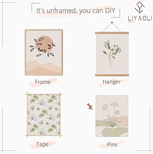 Miniatura 7 de LIYAOLI Arte de pared floral bohemio para sala de estar de 11 x 14 pulgadas, juego de 6 impresiones artísticas sin marco, decoración de pared de