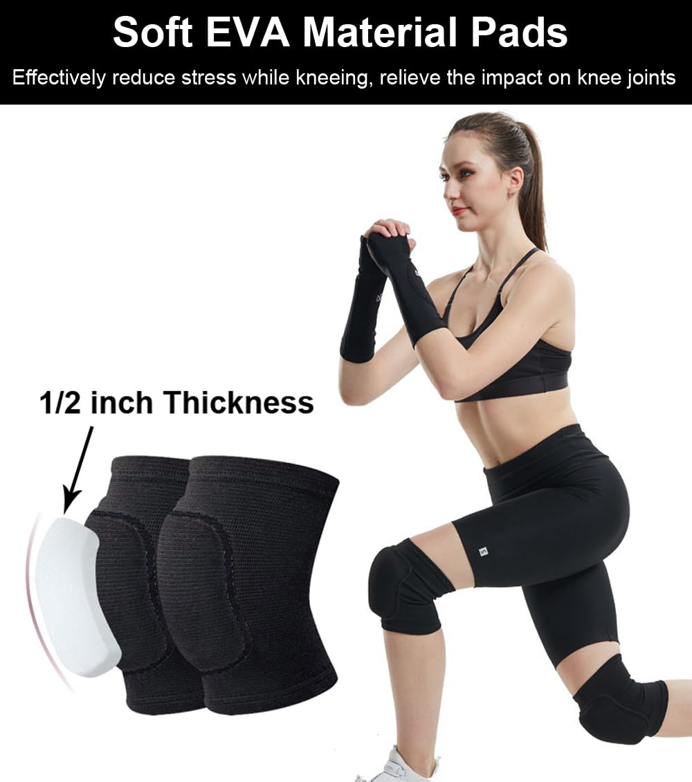 SUJAYU Rodilleras para mujeres y hombres, rodilleras de baile, rodilleras de lucha libre, rodilleras de baloncesto, voleibol, rodilleras para mujeres, rodilleras protectoras suaves para el trabajo