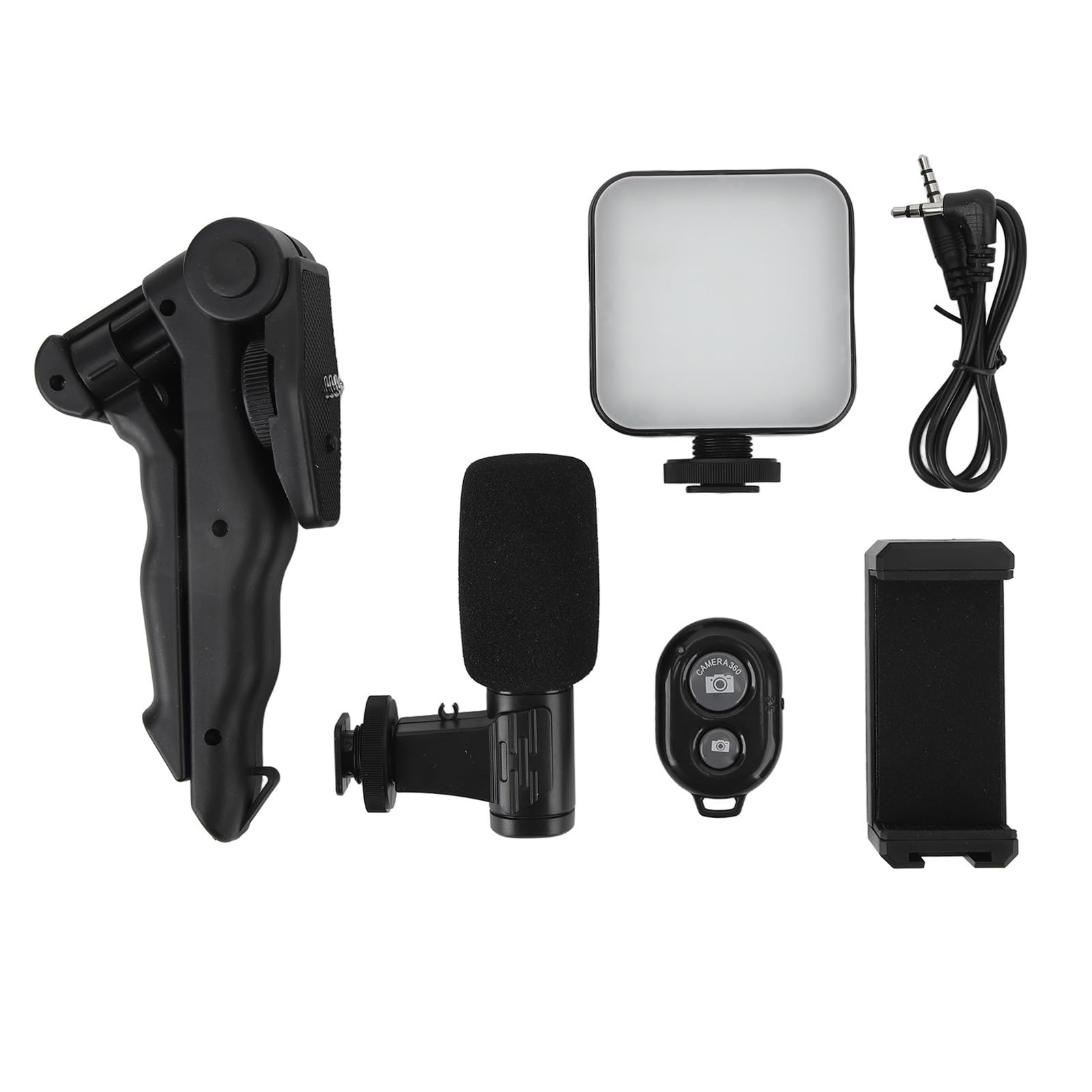 Zestaw do Vlogowania na Smartfonie, Stabilizator Gimbala, Zestaw Lamp Wideo do Telefonu ze światłem Wypełniającym LED, Statyw z Mikrofonem, Kontroler do Transmisji na żywo, Vlog,
