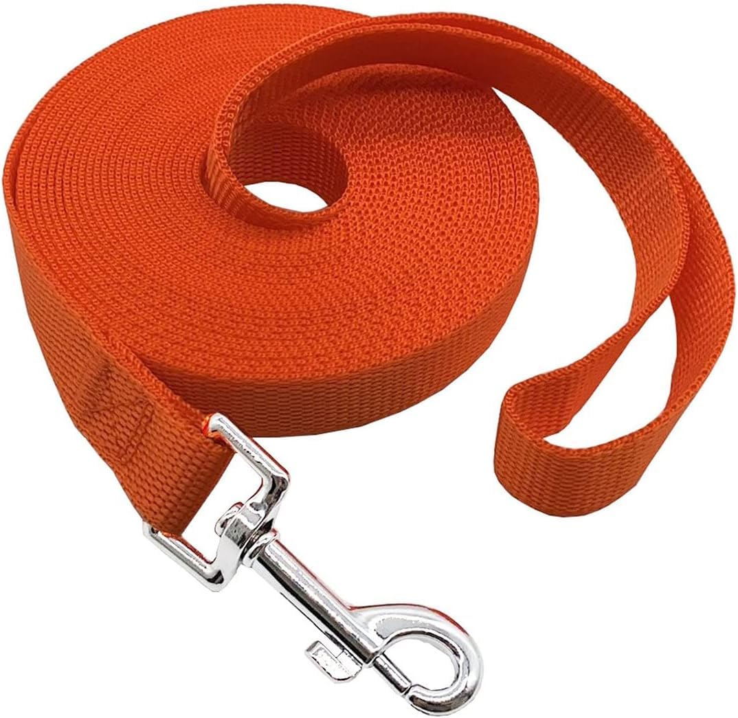 Nylon Training Dog Leash for Small Medium Large Dogs, 15ft 20ft 30ft 50ft 100ft Long Leash Dog/Puppy Lead for Obedience Recall Training, Camping