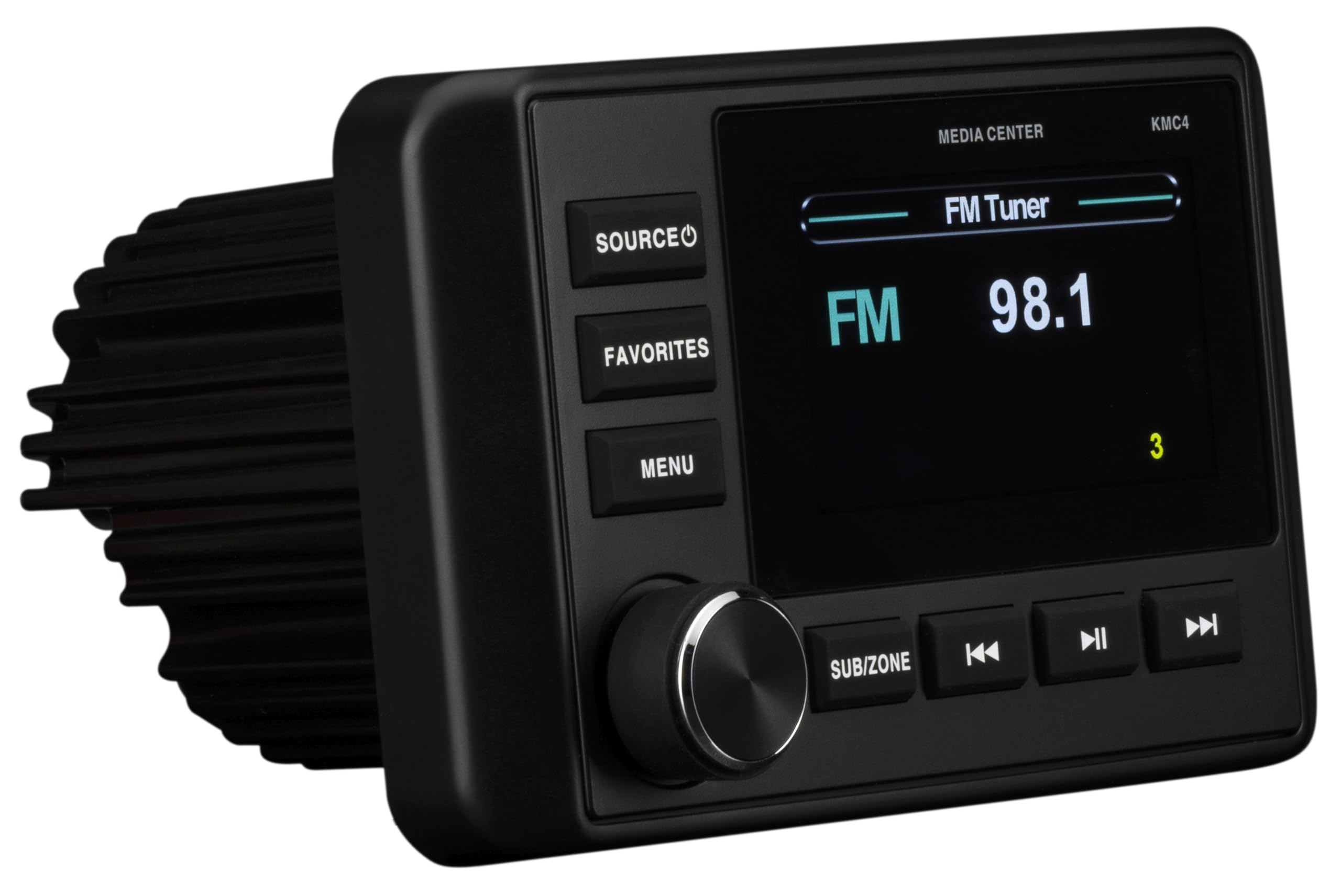 Kicker 51KMC4 Wetterbeständiges Messgeräte-Stil Media Center mit Bluetooth