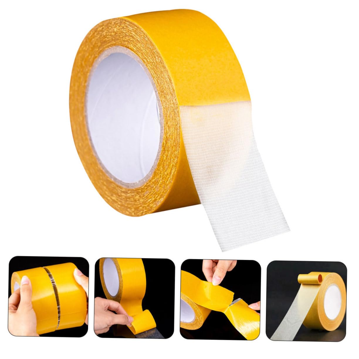 Amosfun 4 Rouleaux Ruban Adhésif Double Face Extra Fort Ruban Autocollant pour Tapis Décorations Projets DIY Adhésion Fiable Facile à Installer
