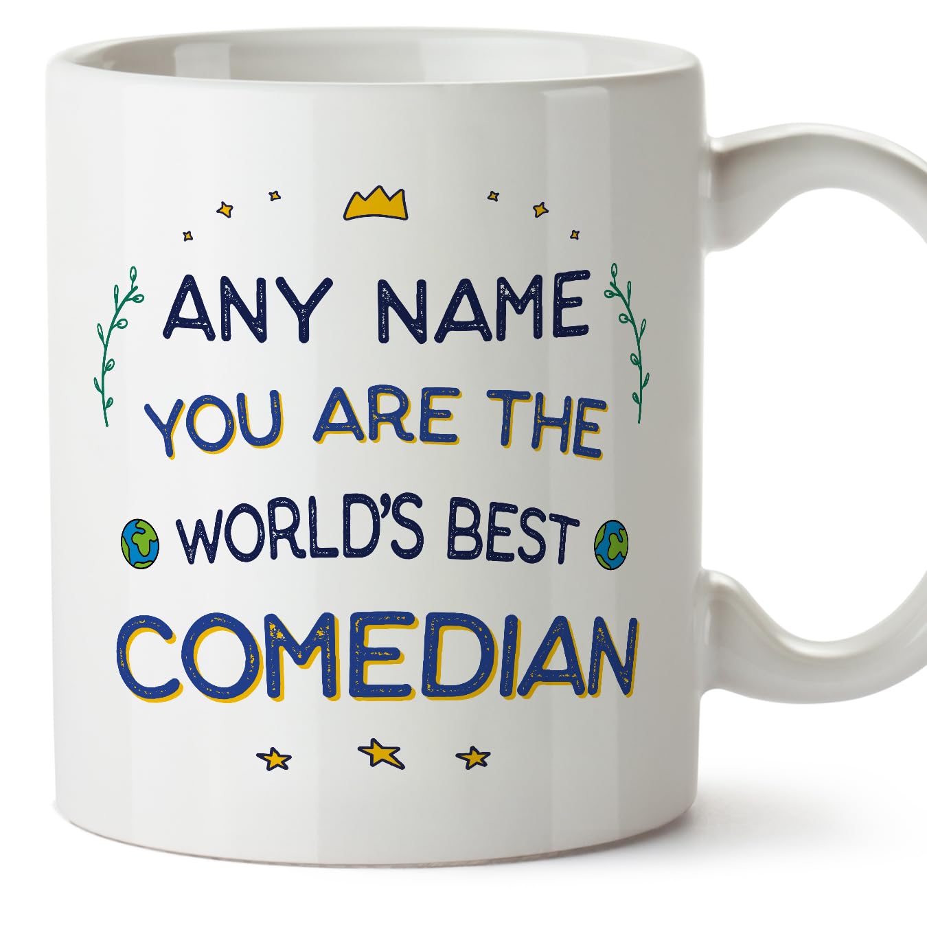 MUGFFINS Personalised Mug for Comedian - in English - World's Best - Funny Custom Gift for Colleagues - Ceramic 11oz Mug