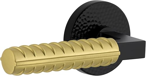 Viaggio 603083 Manija de barra de refuerzo Contempo con roseta martillada Circolo, latón satinado negro/satinado