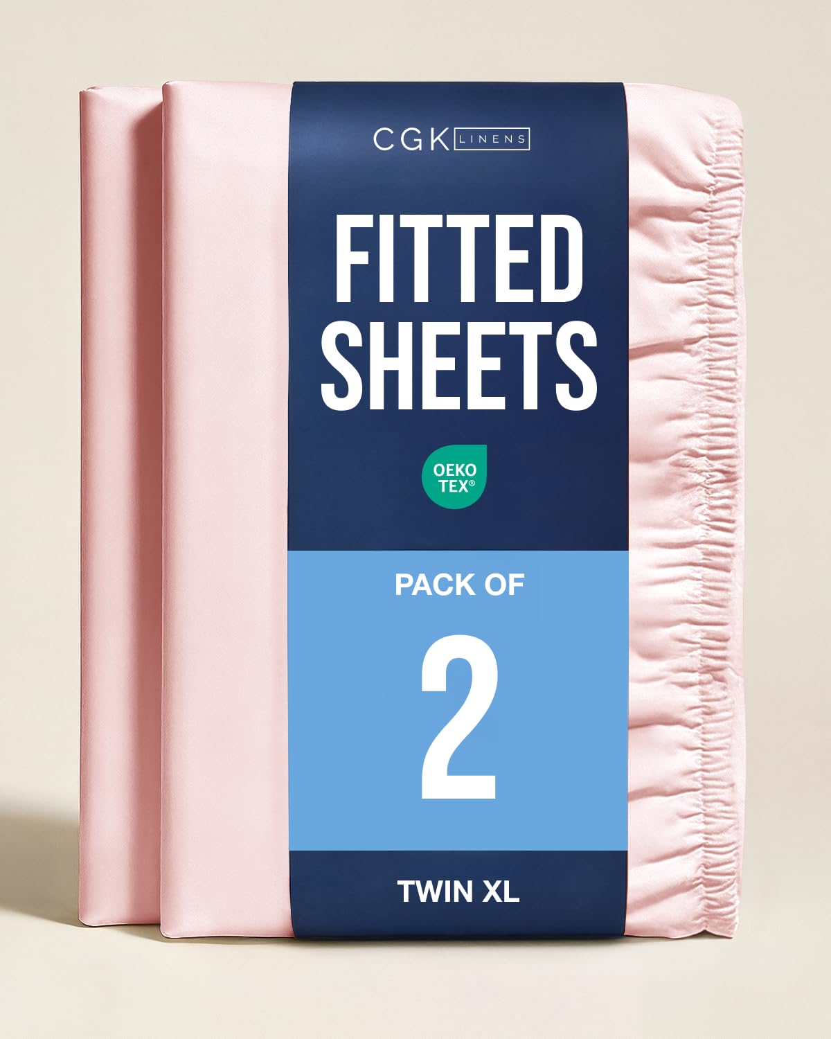 Twin XL Fitted Sheet - Pack of 2 College Dorm Essentials - Baby Pink