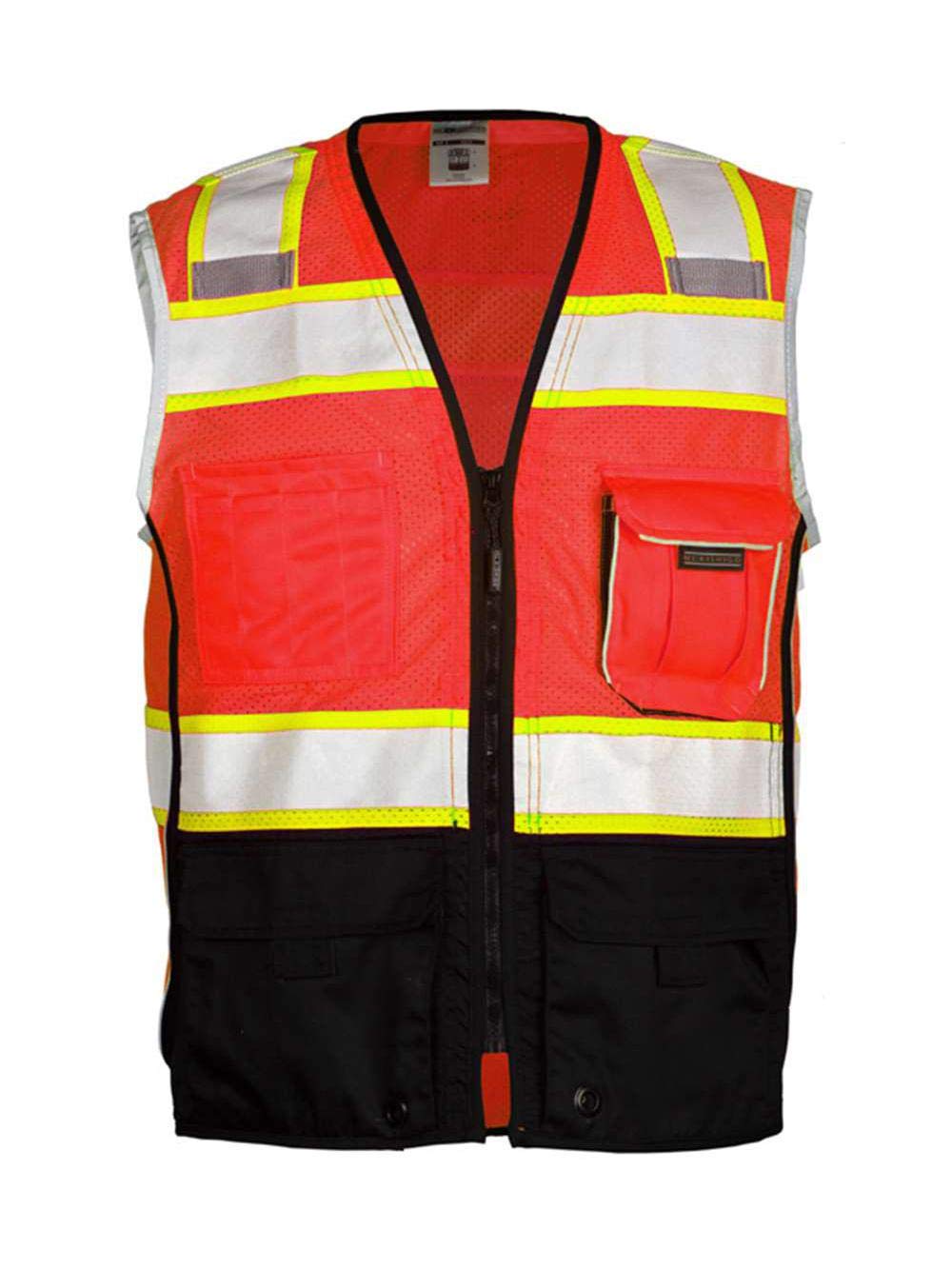 Kishigo Premium Black Series Black Bottom Class 2 Vest M Fluorescent Red (1715)