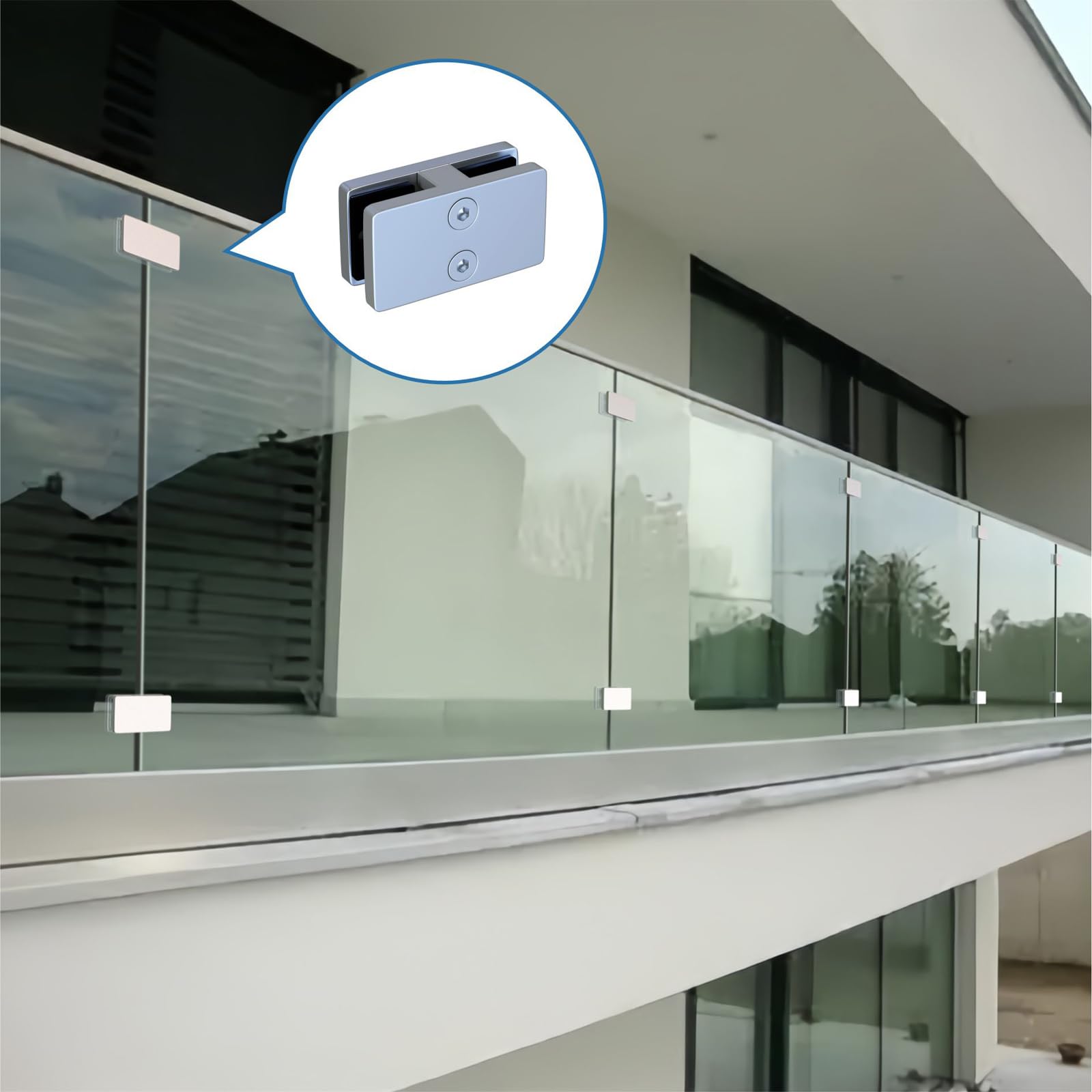 Soporte de abrazadera de vidrio de acero inoxidable de grado marino para vidrio de 10-12 mm de grosor, soporte de estante ajustable para barandilla, barandilla, ducha, valla, puerta de piscina