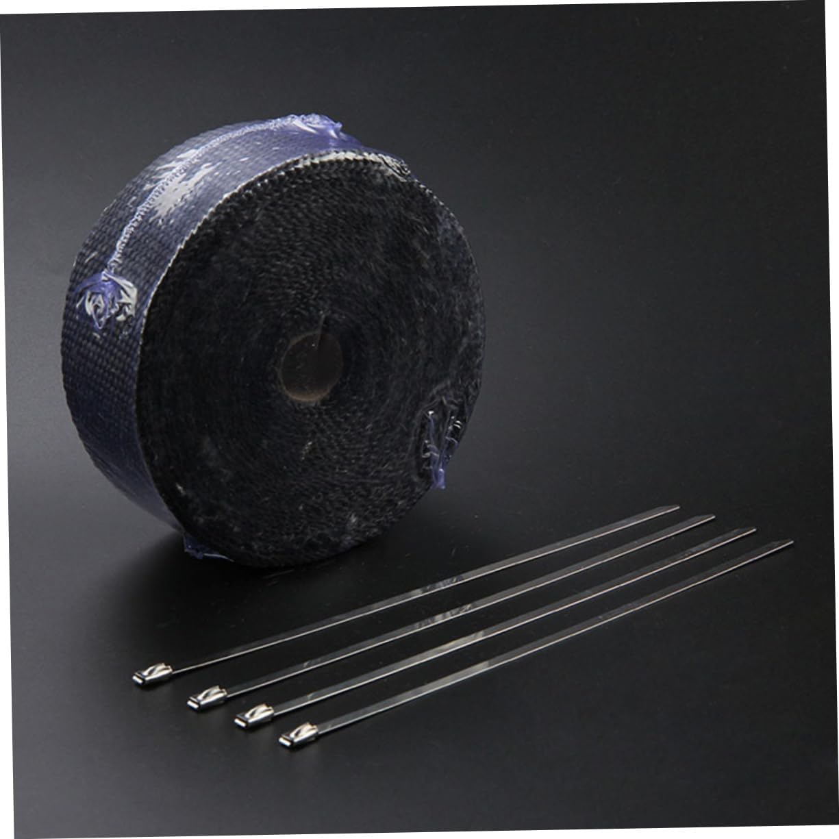 Enhance Your Vehicle Performance 1.5mm Black Heat Wrap Tape 4 Tie Straps Heat Shield for Car/motorcycle Exhaust Fiber Wrap