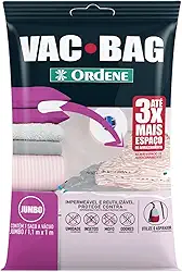 Ordene - Saco Plástico à Vácuo para Armazenamento, Tamanho Jumbo (110 x 100cm), Cor Transparente, Linha Vac Bag