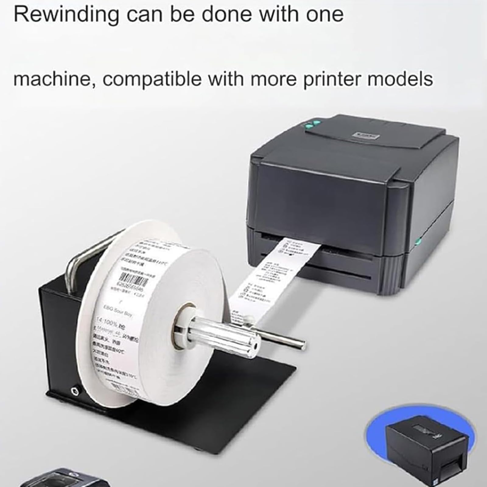 Macchina automatica di riavvolgimento di etichette - Macchina elettrica del rotolo con deflettore, larghezza di riavvolgimento 20-110mm, diametro 180mm, Velocità 1-10 in/s per logistica ed elettronica