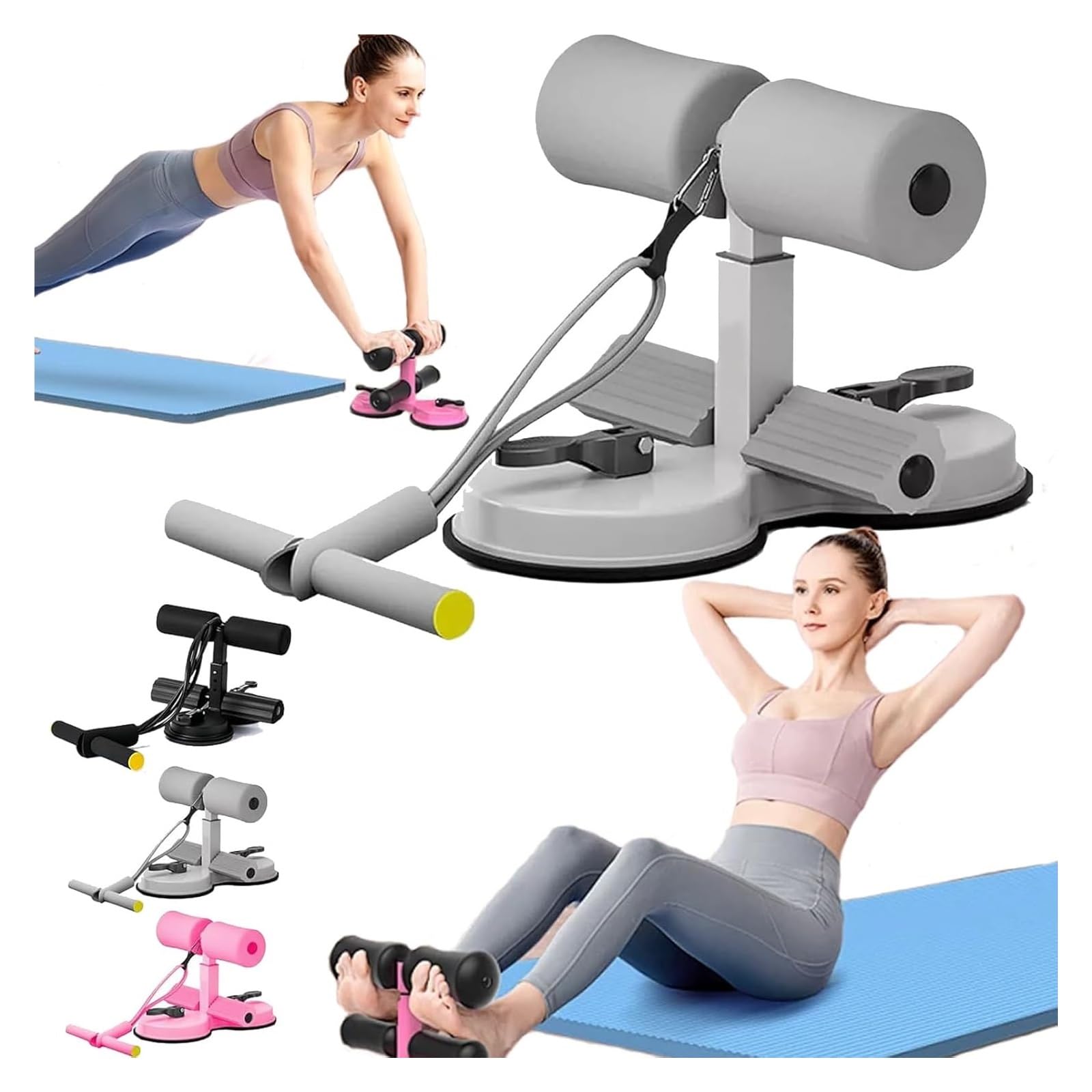 Abdominal Training AIDS, Convenient Adjustable Sit-up Exercise Equipment, Double Suction Core Exercise Abdominal Machine, Abdominal Full Body Training Abdominal Home Gym Exercise(Grey)