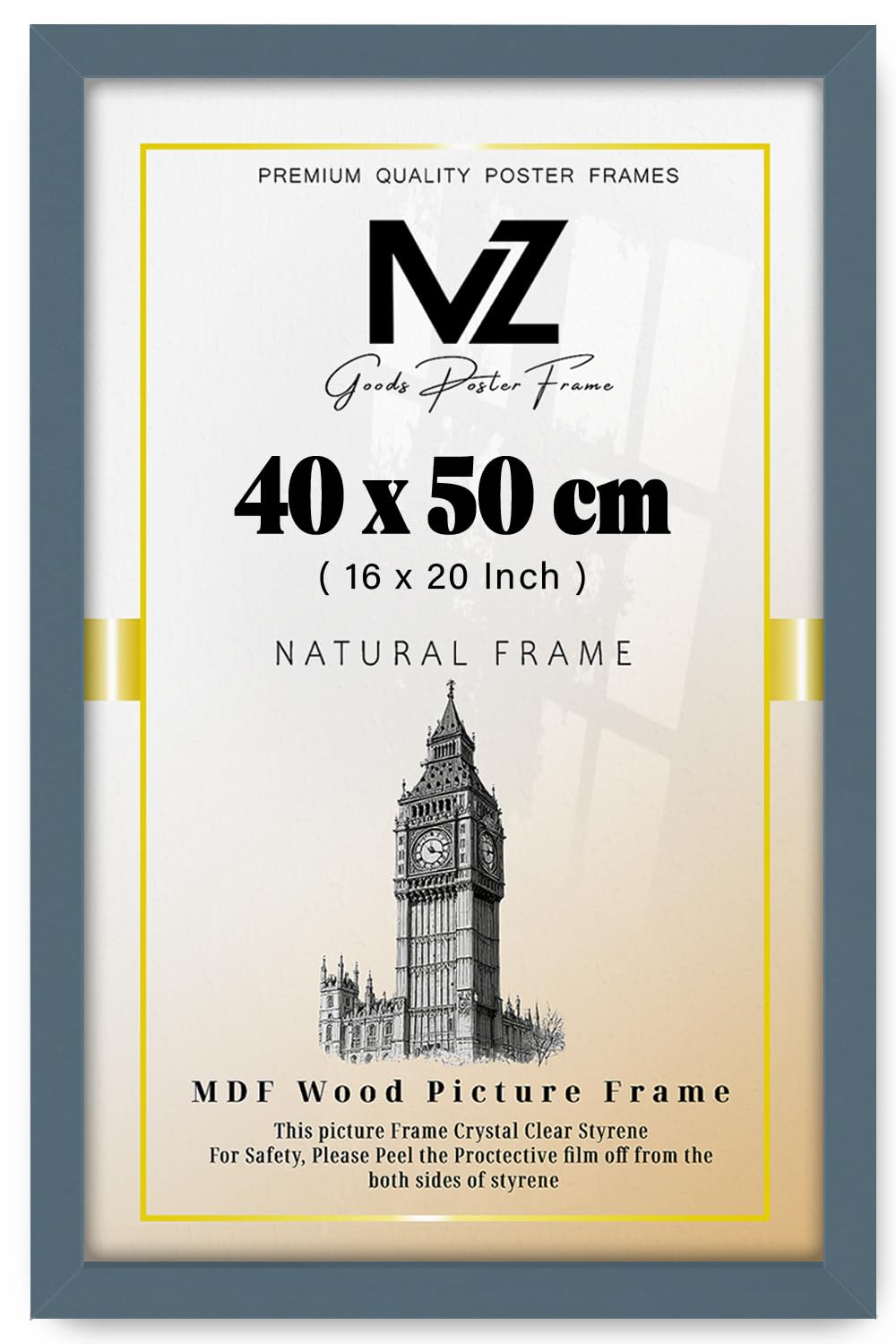 MZ GOODS | Rectangle (40 x 50 CM) Eton Wood Dark Grey Gift Frame – 16 x 20 Frame | Special Occasions (50 x 40 cm) [ Dark Grey ]