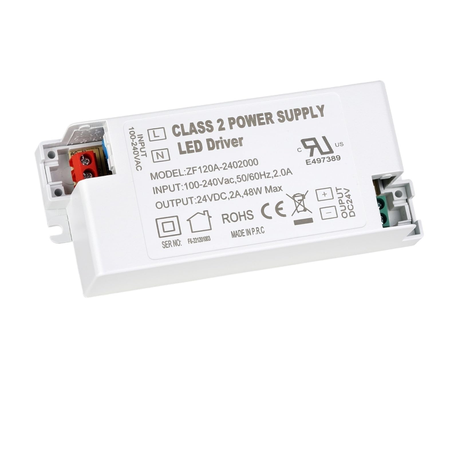 LED Driver Transformer Power Supply 100V/240V AC to 12V/24V DC(24V 2A 48W)