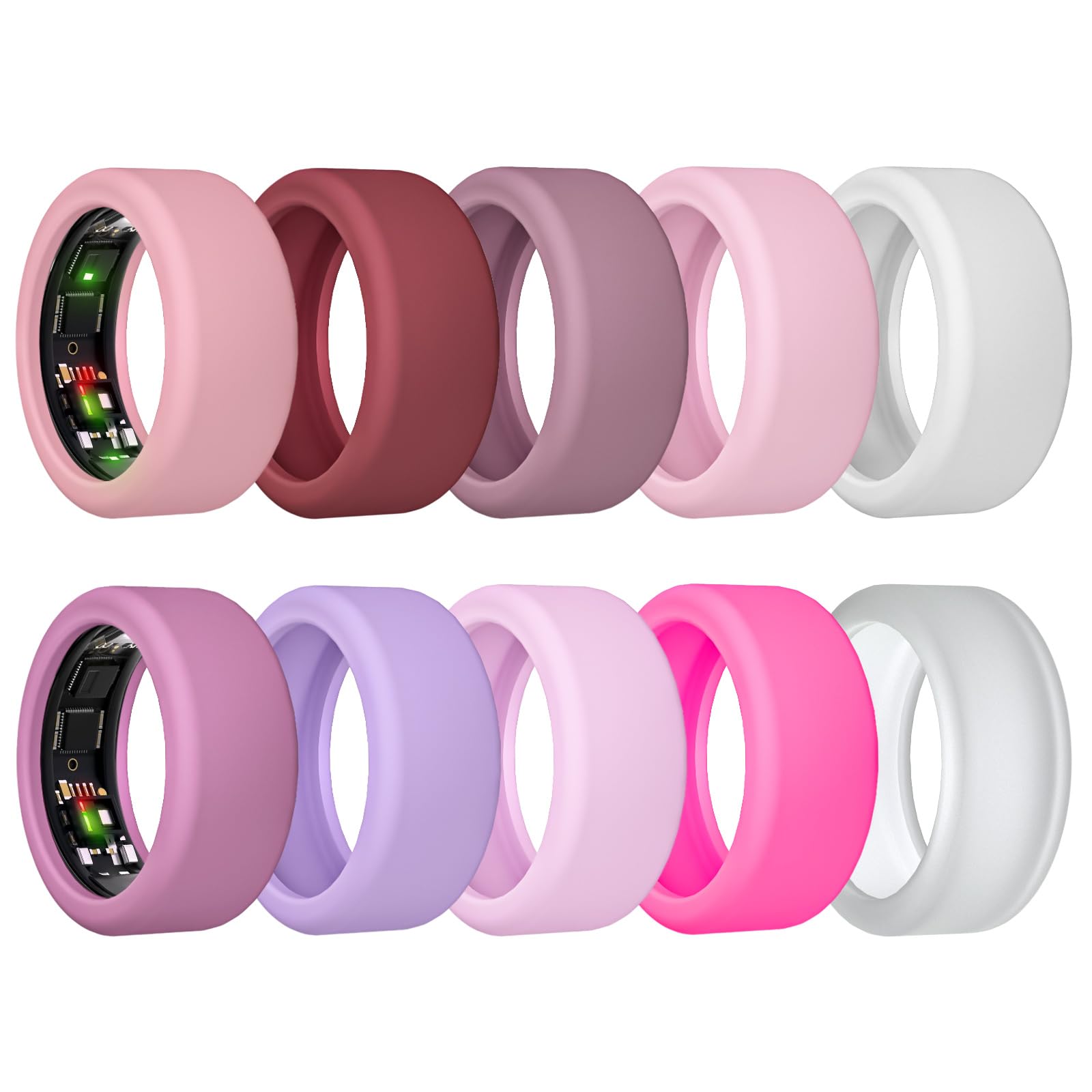 10Pack Ring Cover for ULTRAHUMAN Ring AIR, Elastic Silicone Ring Protector Working Out Accessories Men Women (All 10 Colors-2, S (6/7/8/9/10))-image-9