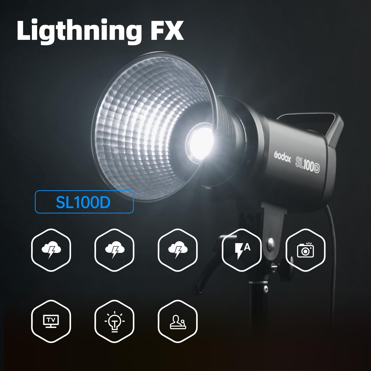 Godox SL100D 100 W 5600 K 100 W biała wersja panel LCD LED światło wideo ciągłe wyjście Bowens Mount Studio Light (Godox SL100D)