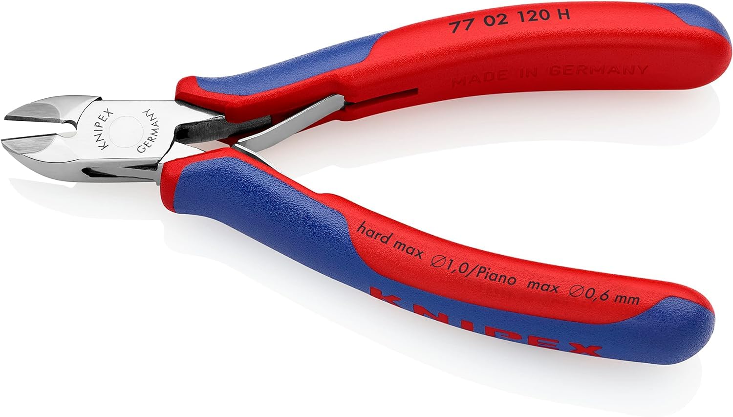 KNIPEX Szczypce tnące boczne dla elektroników z ostrzami z węglików spiekanych z osłonkami wielokomponentowymi 120 mm, 77 02 120 H